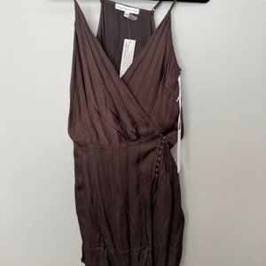 Young Fabulous and Broke Chocolate Brown Button Up Side Slit Mini Dress size:XS